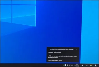 Neustart erforderlich Notification