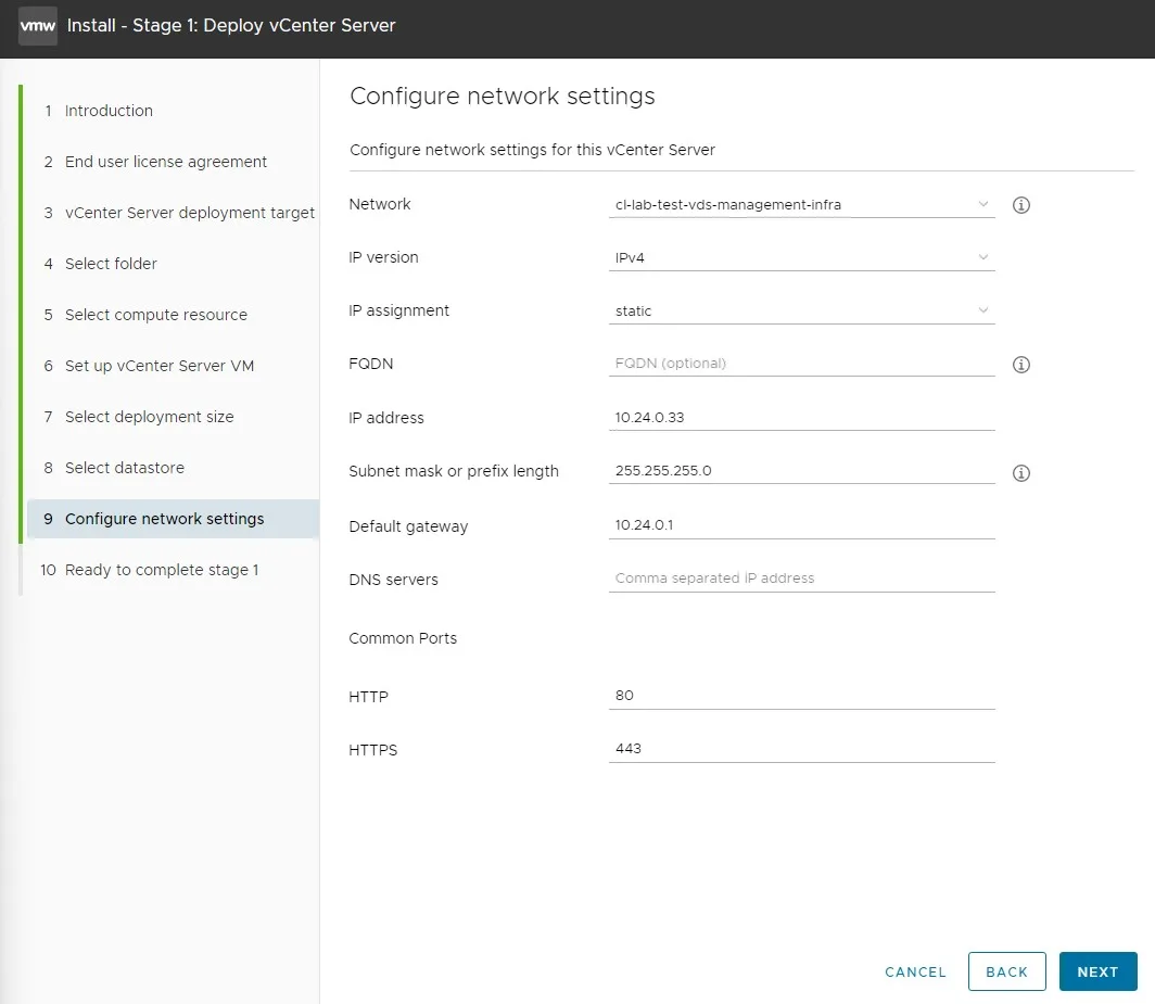 Step 9, vCenter Installation