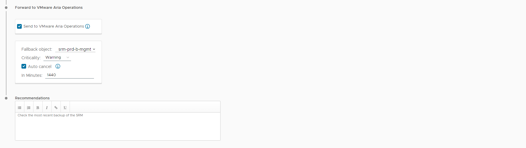 Aria Operations for Logs Alert definition 2 of 2