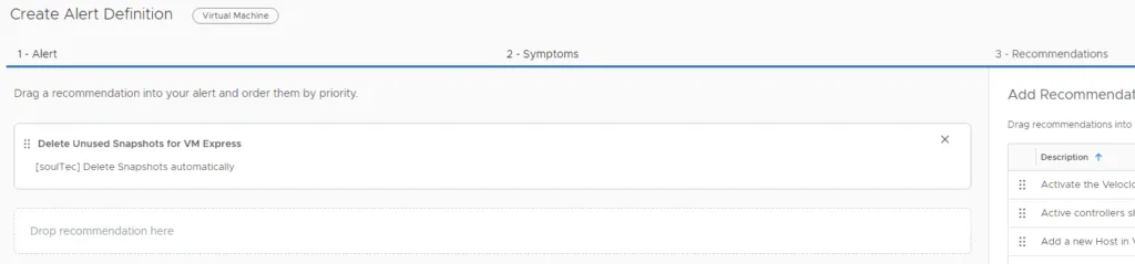 Eigene Recommendation im Alert